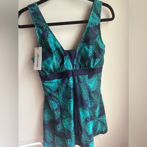 Ecupper women’s swimsuit dress palm leaf’s size M 8-10 NWT - Picture 2 of 6
